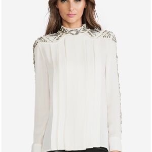 Haute Hippie Cream Embellished Blouse